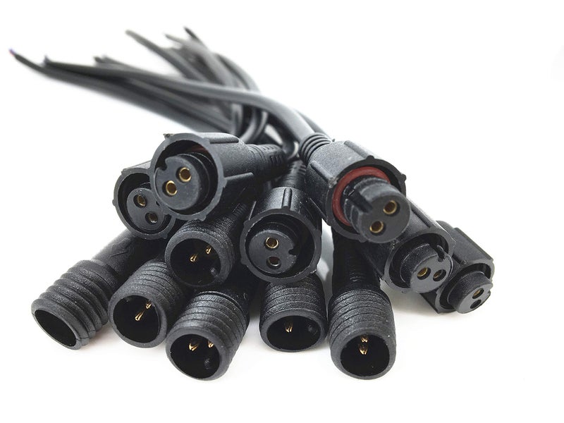 HUALAND 6 Pairs Pack Black Pigtail Plastics Waterproof 2 cores Waterproof Connection Cable with Plug and Socket Connector Adapter 2 pins 2 pin Plug LED Light Bars led connctor Waterproof Connector - Image 2